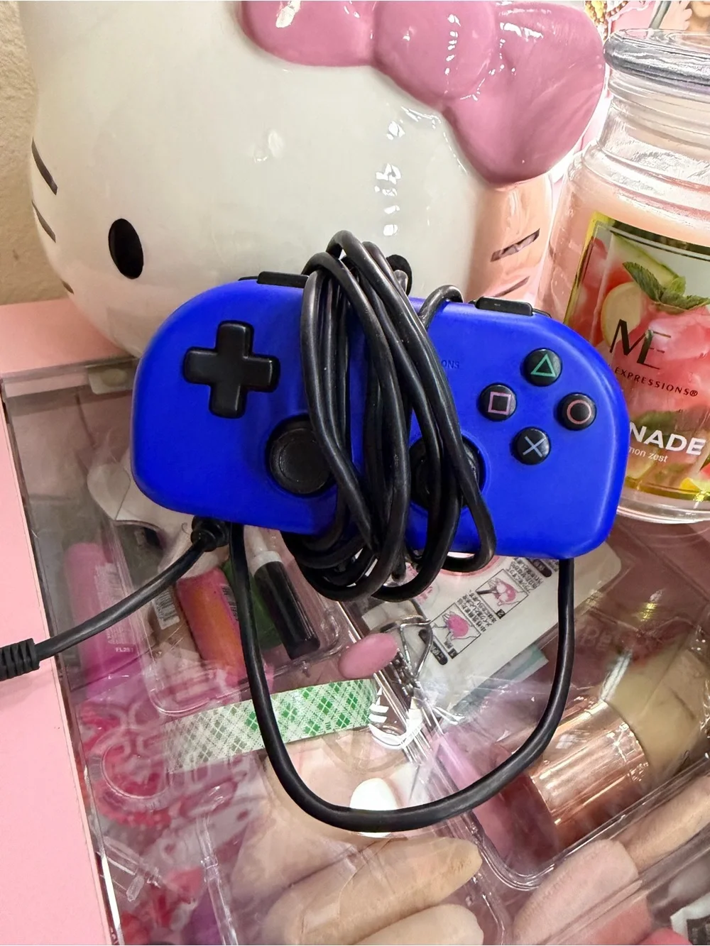 Wired Blue PlayStation Controller - Compact Gaming Pad